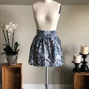 Blue and White Skater Skirt